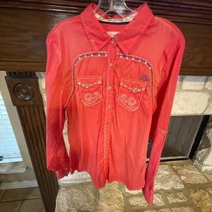 Roar Cowgirl Western Bling Shirt Lg